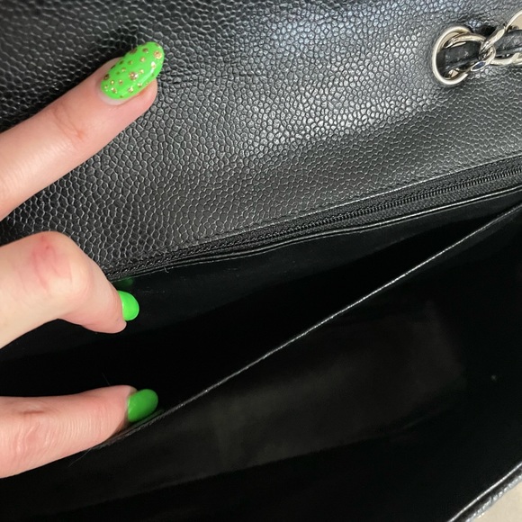 SOLD CHANEL Classic Black Quilted Caviar Silver Chain Jumbo Large Flap Bag - Picture 8 of 13